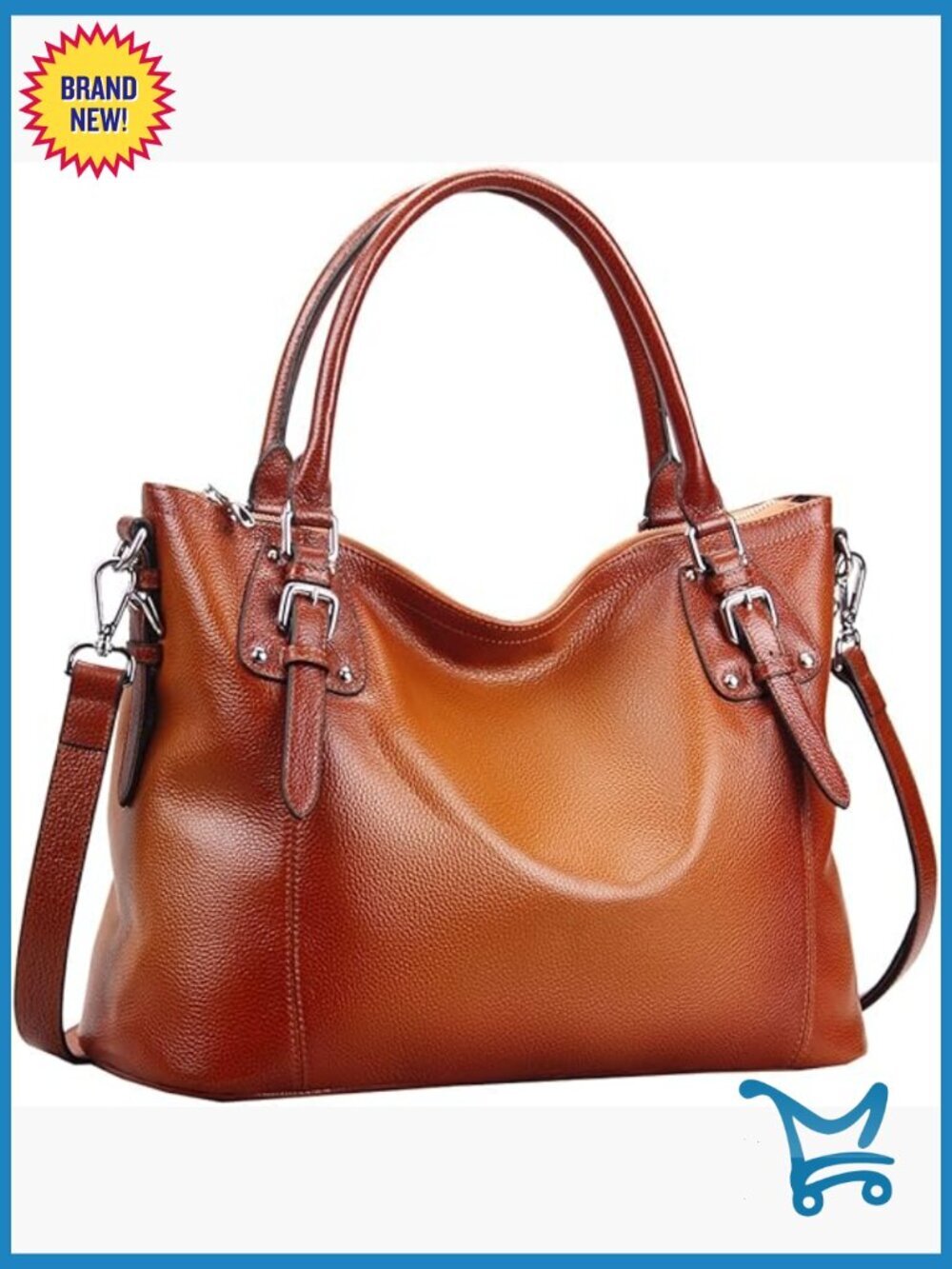 Large Genuine Leather Tote Satchel with Adjustable Strap Multi-Wear Handbag